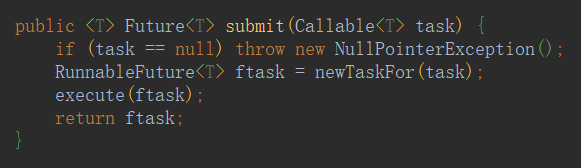 submit(Callable<T> task)方法